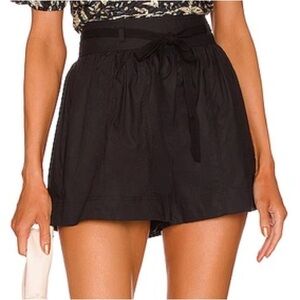 Ulla Johnson Drawstring-waist Cotton Shorts In Noir